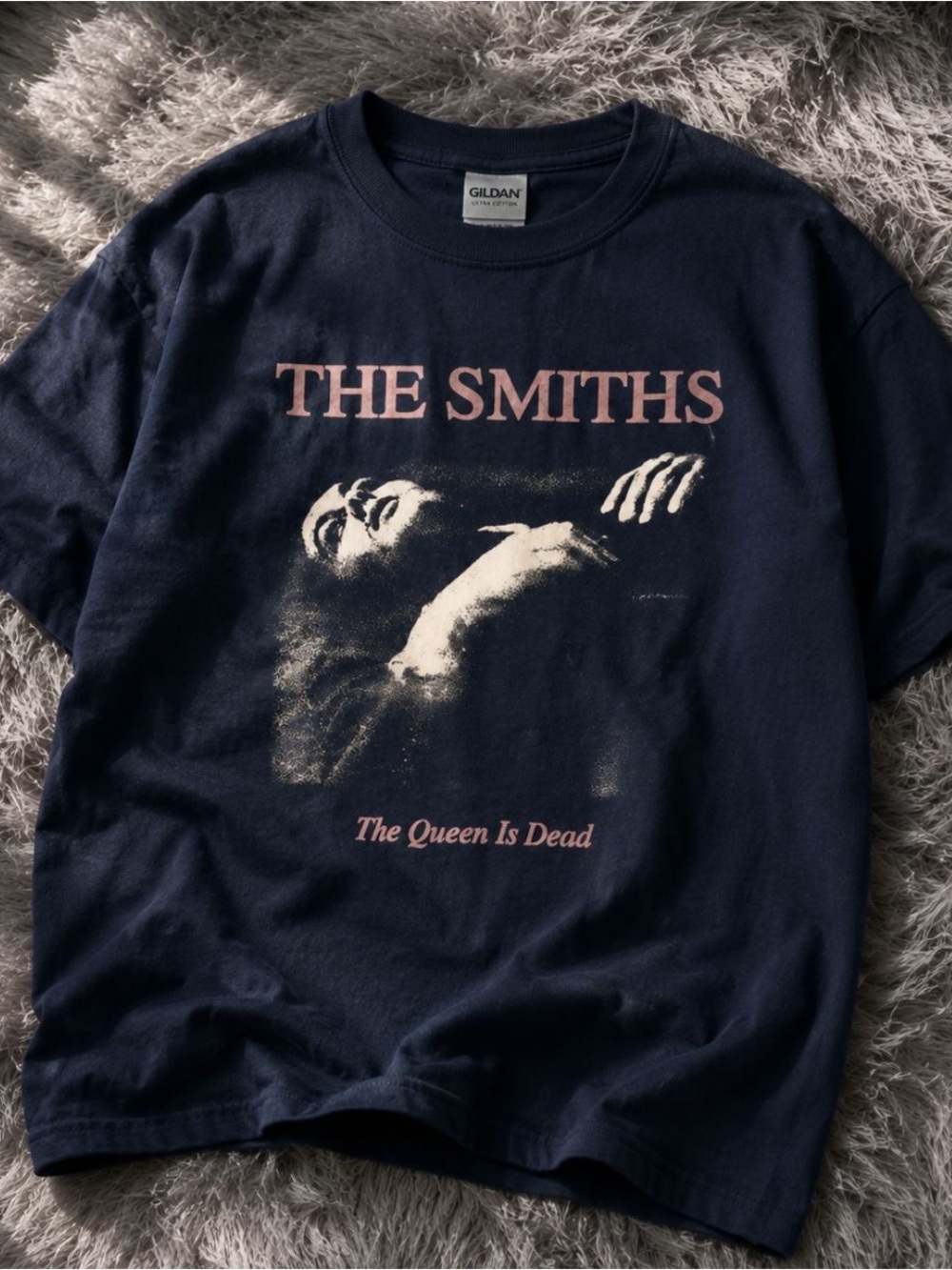 Gildan Men’s Navy Graphic Tee with Pink Print - The Smiths